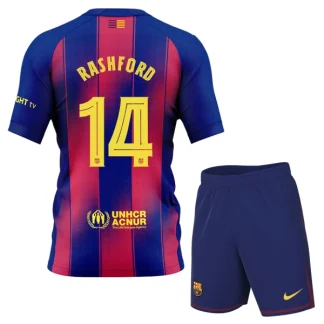 FC Barcelona Barn Hemmaställ 2025/26 – Marcus Rashford 14 – Kortärmad Fotbollsställ med Shorts
