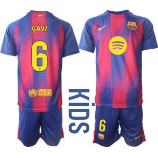 FC Barcelona Barn Hemmaställ 2025/26 – Paez Gavi 6 – Kortärmad Fotbollströja + Shorts