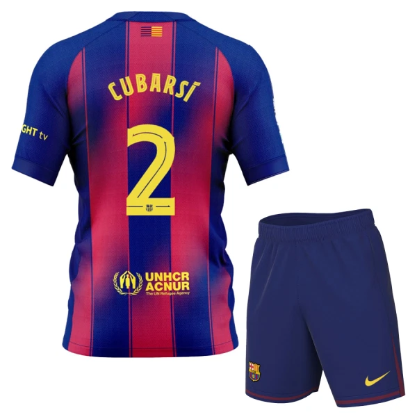 FC Barcelona Barn Hemmaställ 2025/26 – Pau Cubarsí 2 – Kortärmad Fotbollsställ med Shorts