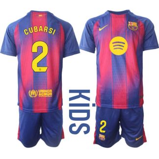 FC Barcelona Barn Hemmaställ 2025/26 – Pau Cubarsí 2 – Kortärmad Fotbollströja + Shorts