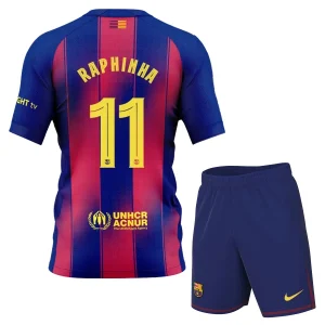 FC Barcelona Barn Hemmaställ 2025/26 – Raphinha Belloli 11 – Kortärmad Fotbollsställ med Shorts