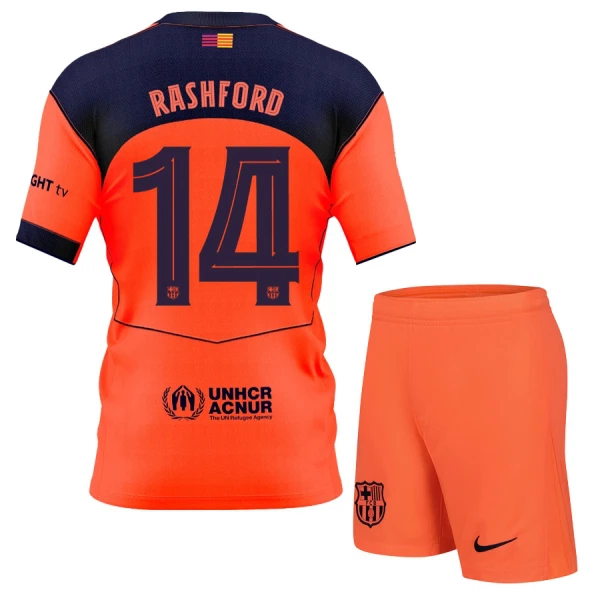 FC Barcelona Barn Tredjeställ 2025/26 – Marcus Rashford 14 – Kortärmad Fotbollströja + Shorts 1 FC Barcelona Barn Tredjeställ 2025/26 – Marcus Rashford 14 – Kortärmad Fotbollströja + Shorts