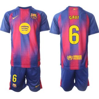 FC Barcelona Herr Hemmaställ 2025/26 – Paez Gavi 6 – Kortärmad Fotbollströja + Shorts
