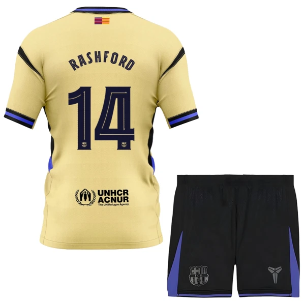 FC Barcelona x Kobe Bryant 2025/26 Barn Bortadräkt – Marcus Rashford 14 – Kortärmad Fotbollsställ med Shorts 1 FC Barcelona x Kobe Bryant 2025/26 Barn Bortadräkt – Marcus Rashford 14 – Kortärmad Fotbollsställ med Shorts