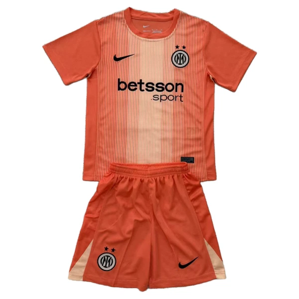 Inter Milan Målvaktströja Barn 2025/26 Orange Kortärmad Fotbollsställ med Shorts 1 Inter Milan Målvaktströja Barn 2025/26 Orange Kortärmad Fotbollsställ med Shorts