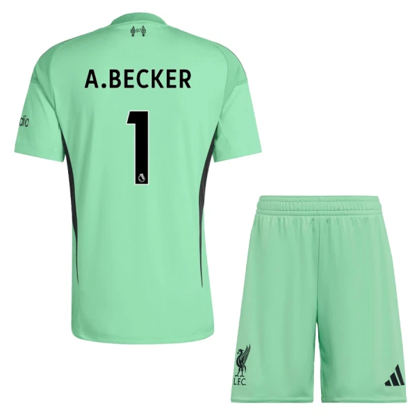 Liverpool Barn Hemma Målvaktsställ 2025/26 – Alisson Becker 1 – Kortärmad Fotbollströja + Shorts