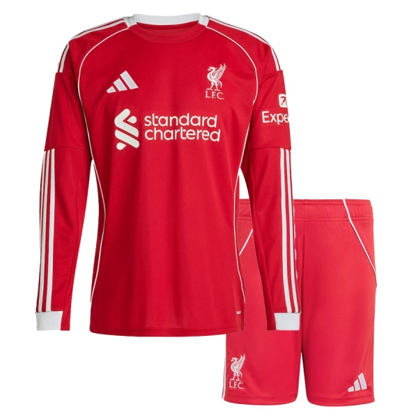 Liverpool Barn Hemmaställ 2025/26 – Långärmad Fotbollströja + Shorts