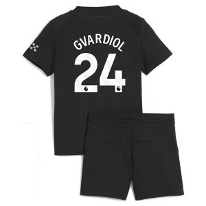 Manchester City Barn Bortatröja 2025/26 Joško Gvardiol 24 Kortärmad Fotbollsställ med Shorts