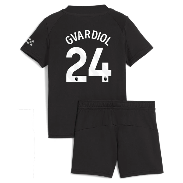 Manchester City Barn Bortatröja 2025/26 Joško Gvardiol 24 Kortärmad Fotbollsställ med Shorts