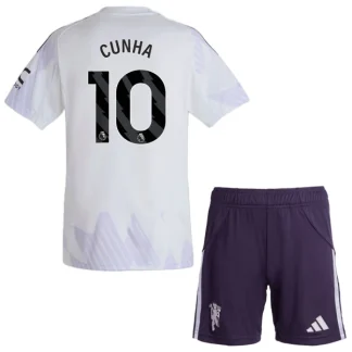 Manchester United Barn Bortaställ 2025/26 – Matheus Cunha 10 – Kortärmad Fotbollströja + Shorts