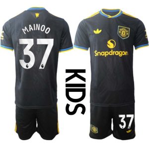 Manchester United Barn Tredjeställ 2025/26 Kobbie Mainoo #37 Kortärmad Tröja + Shorts