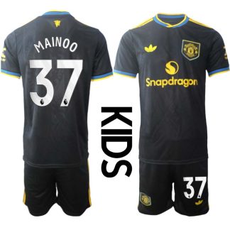 Manchester United Barn Tredjeställ 2025/26 Kobbie Mainoo #37 Kortärmad Tröja + Shorts