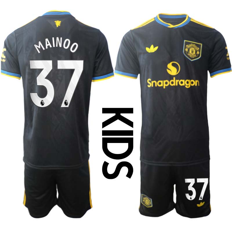 Manchester United Barn Tredjeställ 2025/26 Kobbie Mainoo #37 Kortärmad Tröja + Shorts Manchester United Barn Tredjeställ 2025/26 Kobbie Mainoo #37 Kortärmad Tröja + Shorts