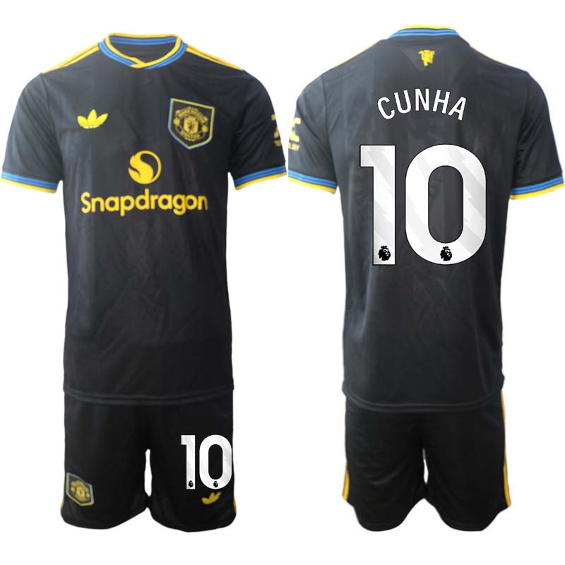 Manchester United Barn Tredjeställ 2025/26 Matheus Cunha 10 Kortärmad Tröja + Shorts Manchester United Barn Tredjeställ 2025/26 Matheus Cunha 10 Kortärmad Tröja + Shorts
