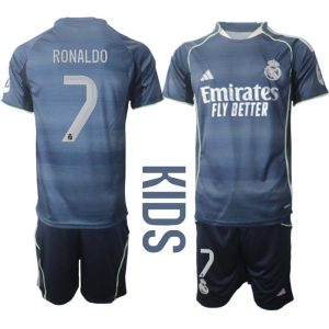 Real Madrid Bortaställ Barn 2025/26 – Cristiano Ronaldo 7 – Kortärmad Fotbollströja + Shorts