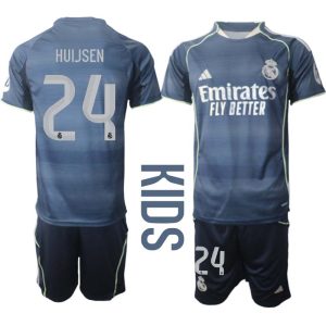 Real Madrid Bortaställ Barn 2025/26 – Dean Huijsen 24 – Kortärmad Fotbollströja + Shorts