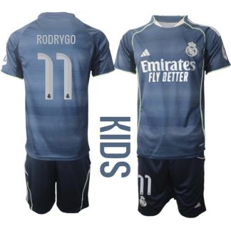 Real Madrid Bortaställ Barn 2025/26 – Rodrygo 11 – Kortärmad Fotbollströja + Shorts