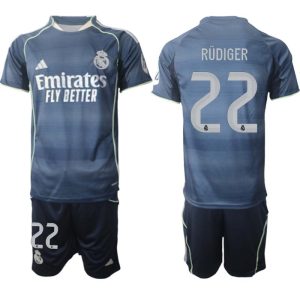 Real Madrid Bortaställ Herr 2025/26 – Antonio Rüdiger 22 – Kortärmad Fotbollströja + Shorts