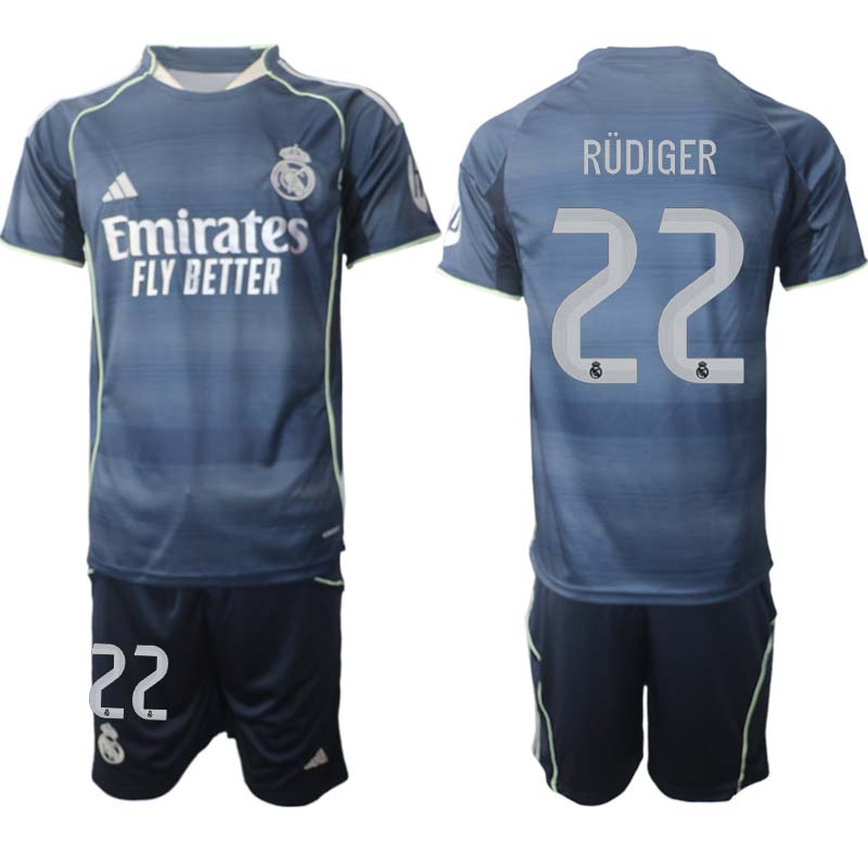 Real Madrid Bortaställ Herr 2025/26 – Antonio Rüdiger 22 – Kortärmad Fotbollströja + Shorts 1 Real Madrid Bortaställ Herr 2025/26 – Antonio Rüdiger 22 – Kortärmad Fotbollströja + Shorts