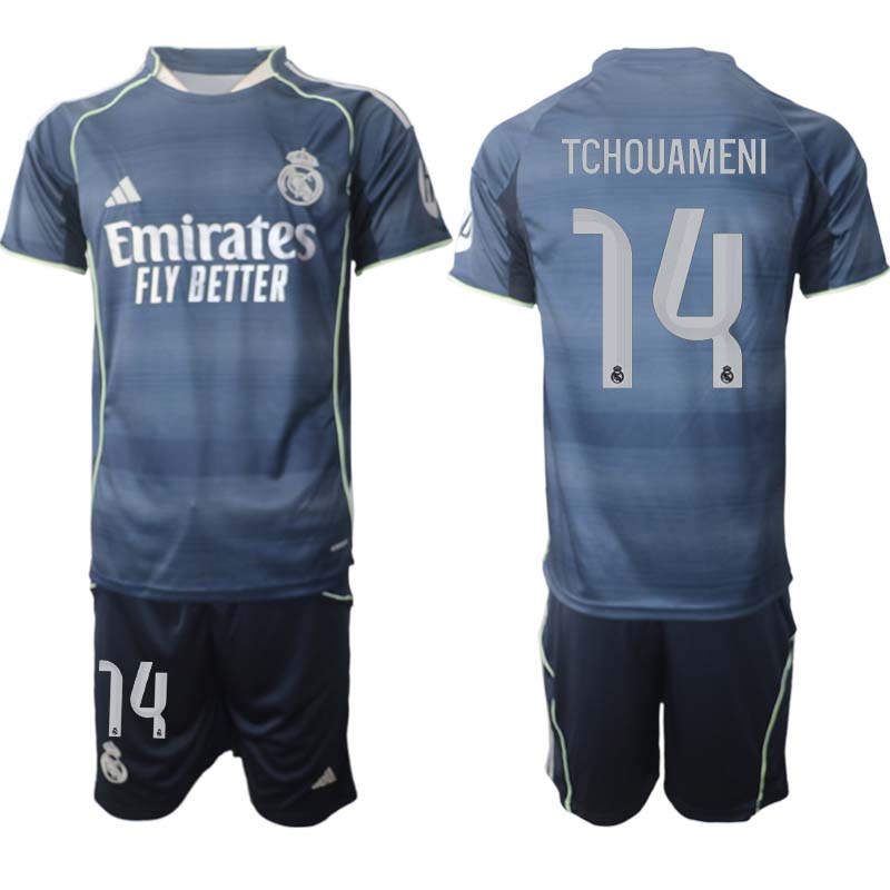 Real Madrid Bortaställ Herr 2025/26 – Aurélien Tchouaméni 14 – Kortärmad Fotbollströja + Shorts Real Madrid Bortaställ Herr 2025/26 – Aurélien Tchouaméni 14 – Kortärmad Fotbollströja + Shorts