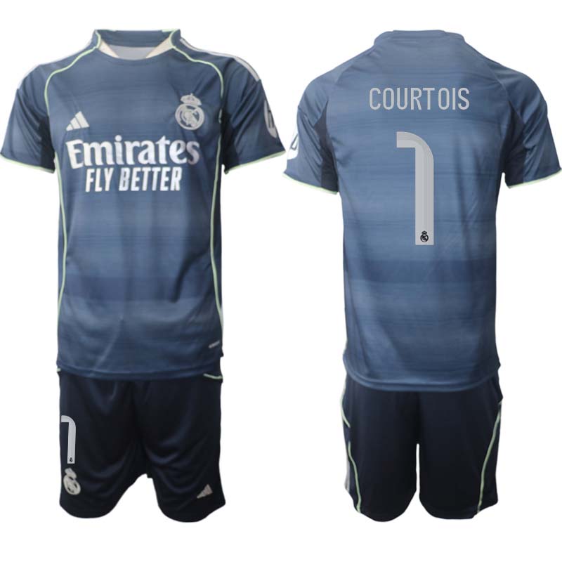 Real Madrid Bortaställ Herr 2025/26 – Thibaut Courtois 1 – Kortärmad Fotbollströja + Shorts 1 Real Madrid Bortaställ Herr 2025/26 – Thibaut Courtois 1 – Kortärmad Fotbollströja + Shorts