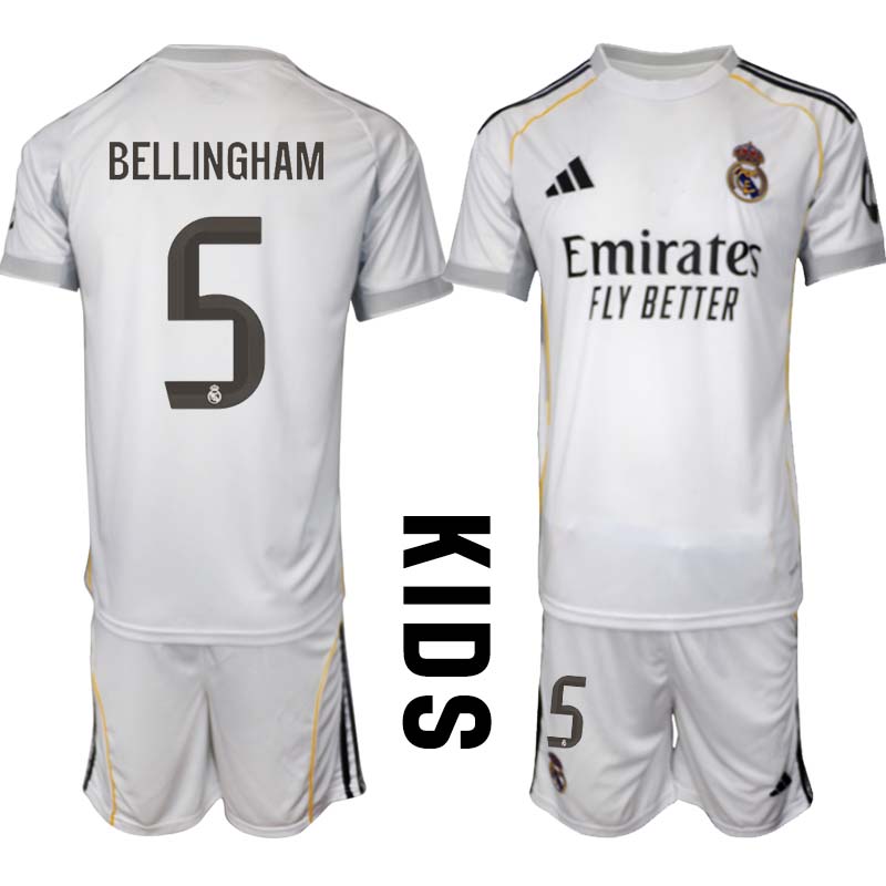 Real Madrid Hemmaställ Barn 2025/26 – Jude Bellingham 5 – Kortärmad Fotbollströja + Shorts 1 Real Madrid Hemmaställ Barn 2025/26 – Jude Bellingham 5 – Kortärmad Fotbollströja + Shorts