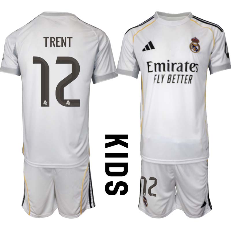 Real Madrid Hemmaställ Barn 2025/26 – Trent Alexander-Arnold 12 – Kortärmad Fotbollströja + Shorts 1 Real Madrid Hemmaställ Barn 2025/26 – Trent Alexander-Arnold 12 – Kortärmad Fotbollströja + Shorts