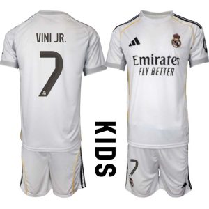 Real Madrid Hemmaställ Barn 2025/26 – Vinicius Junior 7 – Kortärmad Fotbollströja + Shorts