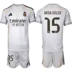 Real Madrid Hemmaställ Herr 2025/26 – Arda Güler 15 – Kortärmad Fotbollströja + Shorts