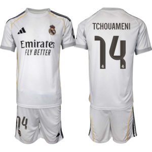 Real Madrid Hemmaställ Herr 2025/26 – Aurélien Tchouaméni 14 – Kortärmad Fotbollströja + Shorts