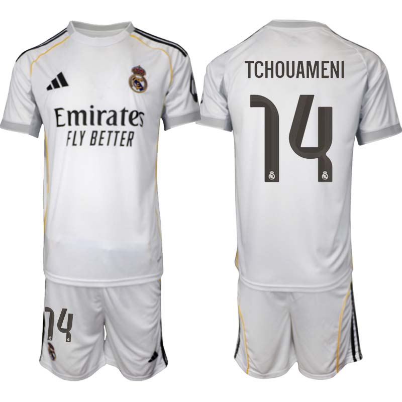 Real Madrid Hemmaställ Herr 2025/26 – Aurélien Tchouaméni 14 – Kortärmad Fotbollströja + Shorts 1 Real Madrid Hemmaställ Herr 2025/26 – Aurélien Tchouaméni 14 – Kortärmad Fotbollströja + Shorts