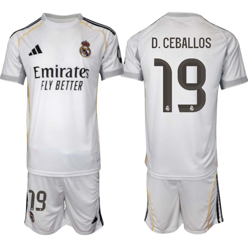 Real Madrid Hemmaställ Herr 2025/26 – Dani Ceballos 19 – Kortärmad Fotbollströja + Shorts