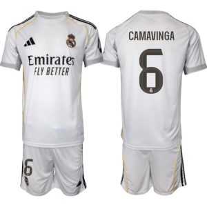 Real Madrid Hemmaställ Herr 2025/26 – Eduardo Camavinga 6 – Kortärmad Fotbollströja + Shorts