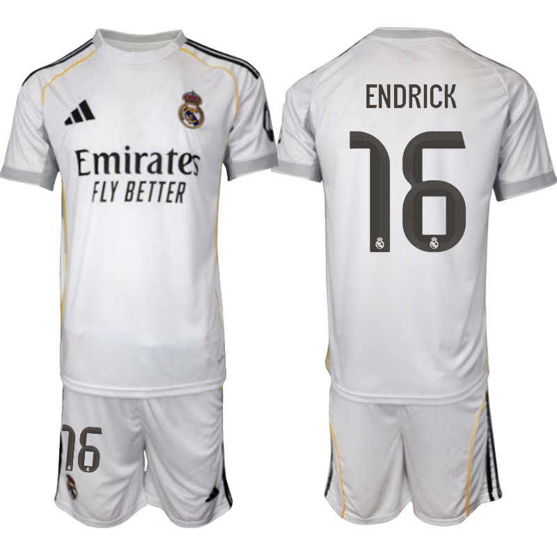 Real Madrid Hemmaställ Herr 2025/26 – Endrick Felipe 16 – Kortärmad Fotbollströja + Shorts 1 Real Madrid Hemmaställ Herr 2025/26 – Endrick Felipe 16 – Kortärmad Fotbollströja + Shorts