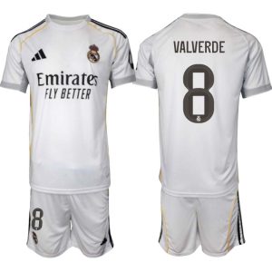 Real Madrid Hemmaställ Herr 2025/26 – Federico Valverde 8 – Kortärmad Fotbollströja + Shorts