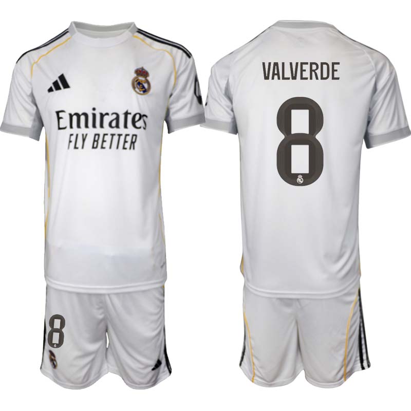 Real Madrid Hemmaställ Herr 2025/26 – Federico Valverde 8 – Kortärmad Fotbollströja + Shorts 1 Real Madrid Hemmaställ Herr 2025/26 – Federico Valverde 8 – Kortärmad Fotbollströja + Shorts
