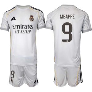 Real Madrid Hemmaställ Herr 2025/26 – Kylian Mbappé 9 – Kortärmad Fotbollströja + Shorts