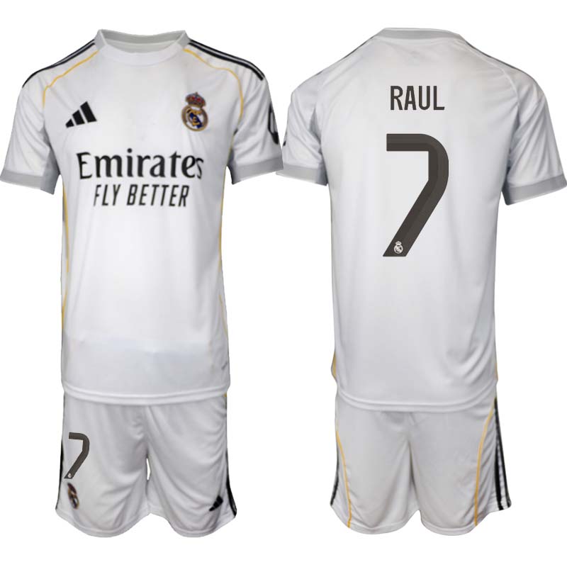 Real Madrid Hemmaställ Herr 2025/26 – Raul 7 – Kortärmad Fotbollströja + Shorts