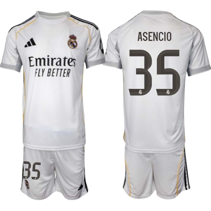 Real Madrid Hemmaställ Herr 2025/26 – Raúl Asencio 35 – Kortärmad Fotbollströja + Shorts 1 Real Madrid Hemmaställ Herr 2025/26 – Raúl Asencio 35 – Kortärmad Fotbollströja + Shorts
