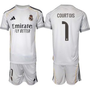 Real Madrid Hemmaställ Herr 2025/26 – Thibaut Courtois 1 – Kortärmad Fotbollströja + Shorts