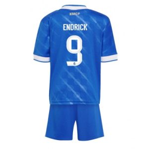 Real Madrid Tredjetröja 2025–26 Barn Set – Endrick #9 Kortärmad Fotbollströja med Shorts