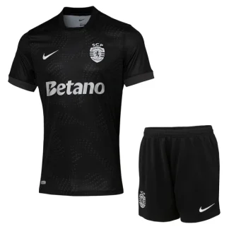 Sporting CP Barn Bortaställ 2025/26 – Kortärmad Fotbollsställ med Shorts