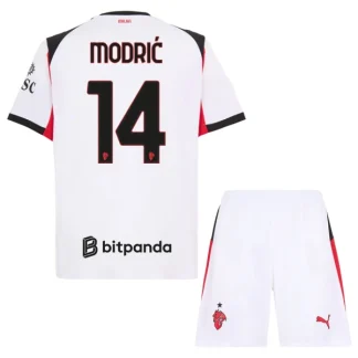 AC Milan Barn Bortaställ 2025/26 – Luka Modrić 14 – Kortärmad Fotbollströja + Shorts