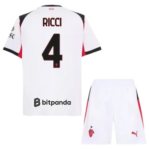 AC Milan Barn Bortaställ 2025/26 – Samuele Ricci 4 – Kortärmad Fotbollströja + Shorts