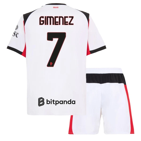 AC Milan Barn Bortaställ 2025/26 – Santiago Gimenez 7 – Kortärmad Fotbollströja + Shorts