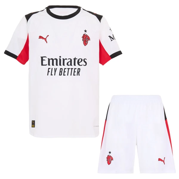 AC Milan Bortaställ 2025/26 Barn Kortärmad Fotbollströja + Shorts