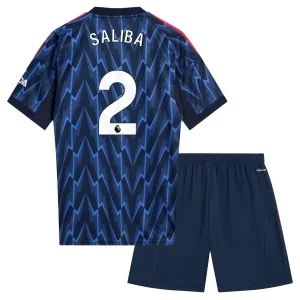 Arsenal Barn Bortaställ 2025/26 – William Saliba 2 – Kortärmad Fotbollströja + Shorts