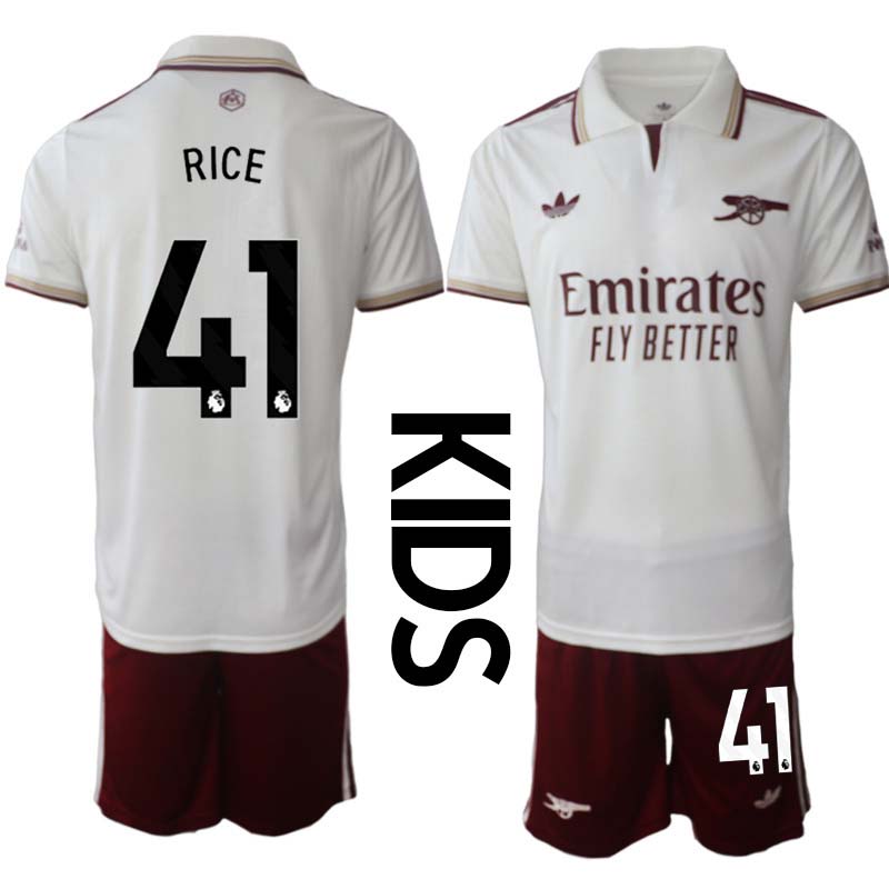 Arsenal Barn Tredjeställ 2025/26 Declan Rice 41 Kortärmad Tröja + Shorts
