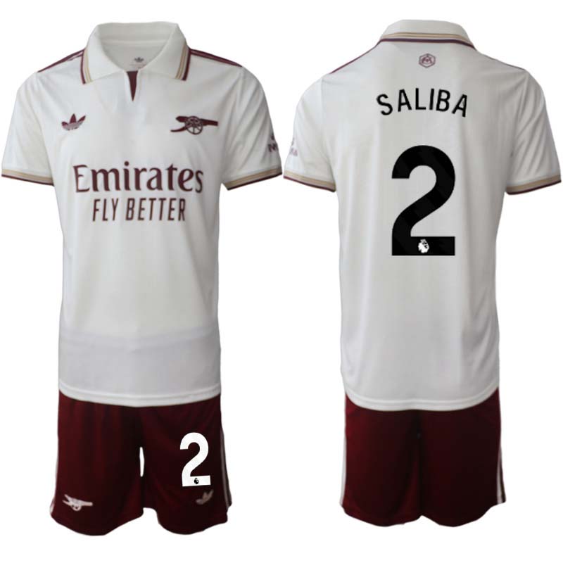 Arsenal Herr Tredjeställ 2025/26 – William Saliba 2 – Kortärmad Fotbollströja + Shorts