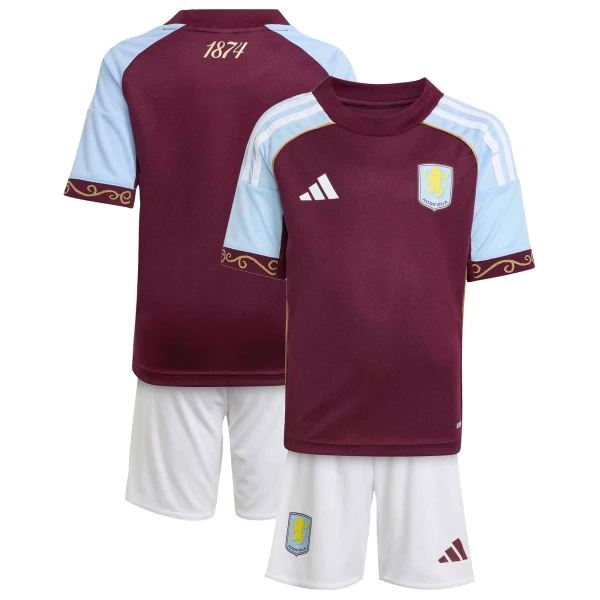Aston Villa 2025/26 Hemmatröja Barn Set – Kortärmad Fotbollströja med Shorts 3 Aston Villa FC Barn Hemmatröja och Shorts 2025/26